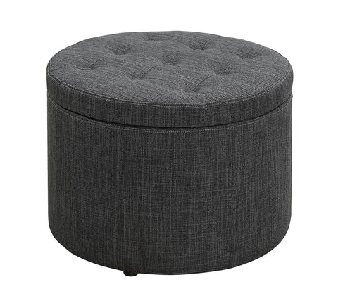 Convenience Concepts Designs4Comfort Round Shoe Ottoman, Gray Fabric