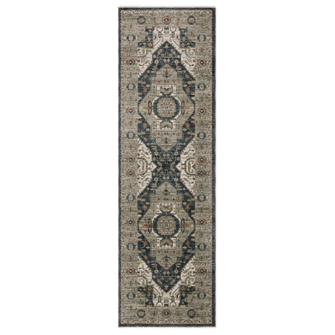 Oriental Weavers Eliana Area Rug - ELI07-2'3" x 7'6" - in Blue/Grey - Vintage Inspired, Stain Resistant, Family and Pet Friendly, Entryway, Hallway Runner Rug