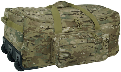 Mercury Tactical Gear Mini Monster™ Rolling Duffel Deployment Bag with Wheels, Wheeled Heavy Duty Travel Duffle Bag for Men & Women, Multi Cam Color