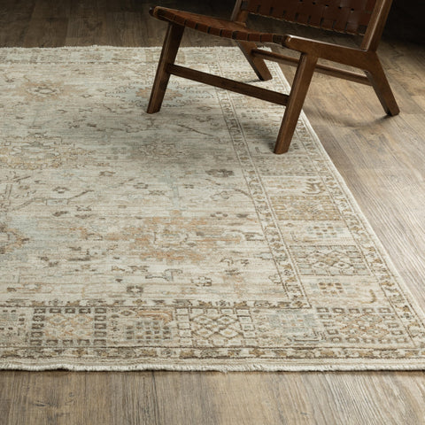 Oriental Weavers Row Lola LLA02-7'10" x 10' Area Rug - in Gold/Pale Blue - Bohemian, Traditional, Living Room, Family Room, Dining Room, Bed Room Area Rug