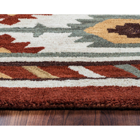 Rizzy Home Alora Decor Ryder 5' x 8' Tribal Rust/Khaki/Navy/Sage Hand-Tufted Area Rug