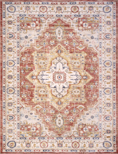 Pasargad Home Turkish Heritage Design Power-Loomed Rust/Ivory Oriental Area Rug- 3' 0'' X 5' 0''