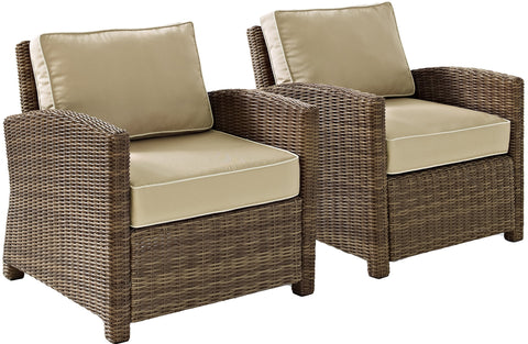 Bradenton 2Pc Wicker Outdoor Chair Set Sand/Weathered Brown - 2 Armchairs