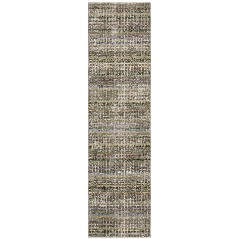 Oriental Weavers Atlas Area Rug - 747A0-2'3" x 8' - in Green/Multi - Modern Style, Stain Resistant, Family and Pet Friendly, Entryway, Hallway Runner Rug