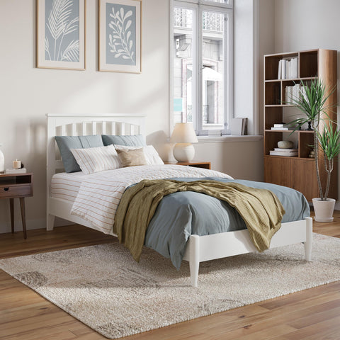 AFI, Becket Twin XL Solid Wood Low Profile Platform Bed, White