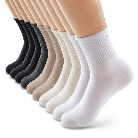 MONFOOT Women's 10 Pairs Comfortable Casual Cotton Quarter Crew Socks Multicolor Small, multipack