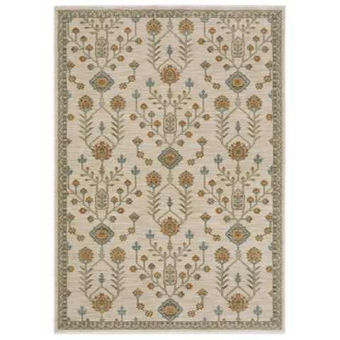 Oriental Weavers Maeve Area Rug - MAE07-2'3" x 7'6" - in Beige/Rust - Vintage Inspired, Stain Resistant, Family and Pet Friendly, Entryway, Hallway Runner Rug
