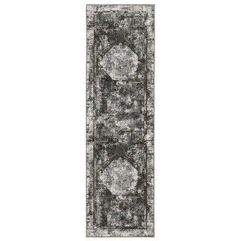 Oriental Weavers Gemini Area Rug - 090O2-2'3" x 7'6" - in Charcoal/Grey - Modern Style, Stain Resistant, Family and Pet Friendly, Entryway, Hallway Runner Rug