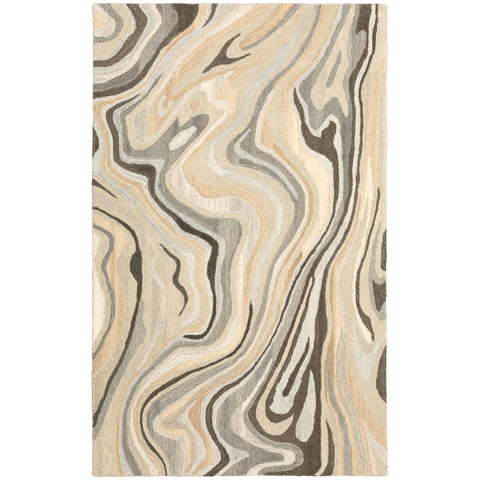 Oriental Weavers Anastasia Hand-Made Wool Area Rug - 68007-5' x 8' - in Beige/Charcoal - Modern Style, Hand-Made Wool Rugs, Bedroom, Office Rug