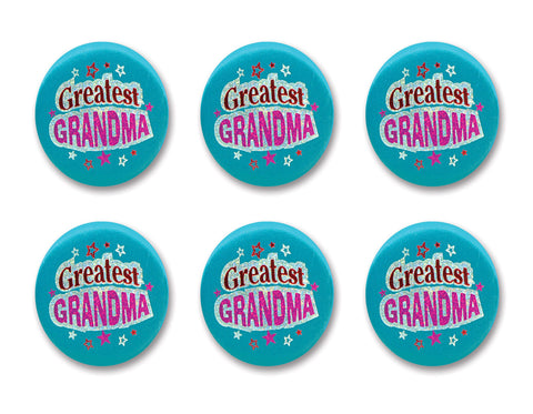 Beistle Greatest Grandma Satin Buttons, 2-Inch, 6-Pack