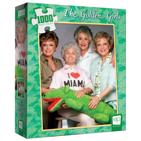 USAOPOLY The Golden Girls I Heart Miami 1000 Piece Jigsaw Puzzle | Officially Licensed Golden Girls Merchandise | Collectible Puzzle Featuring Blanche, Dorothy, Sophia, and Rose