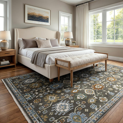 Oriental Weavers Keira Area Rug - KEI01-9'10" x 12'10" - in Grey/Multi - Vintage Inspired, Stain Resistant, Family and Pet Friendly, Family, Dining, Living Room Rug