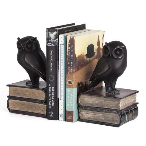 Danya B Decorative Rustic Bookshelf Decor Bookend Set for Heavy Books - Bird-Themed Design, Bronze Finish, Set of 2