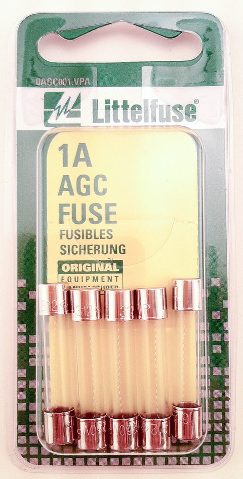 Littelfuse AGC1BP AGC Series 3AG Glass Cartridge Fuse - Pack of 5