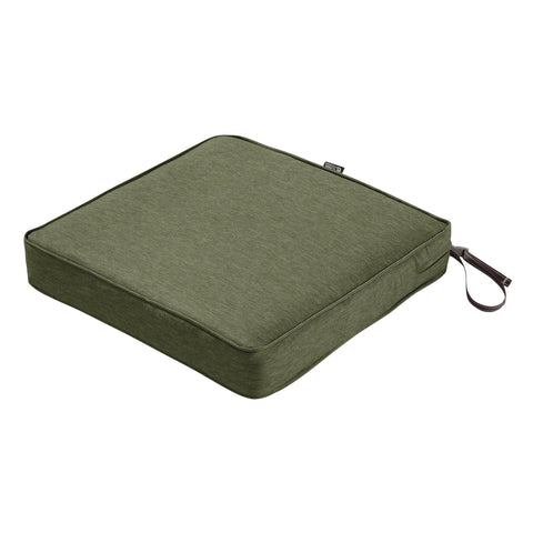 Classic Accessories Montlake Water-Resistant 21 x 21 x 3 Inch Square Outdoor Seat Cushion, Patio Furniture Chair Cushion, Heather Fern Green, Outdoor Cushion Cover
