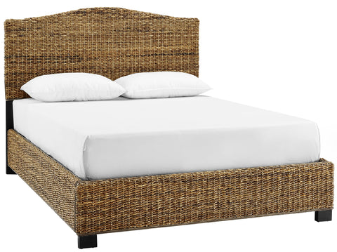 Serena Rattan King Bed Banana Leaf - Headboard, Footboard, Side Rails, & Slats