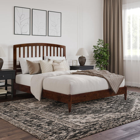 AFI, Quincy Queen Solid Wood Low Profile Platform Bed, Walnut