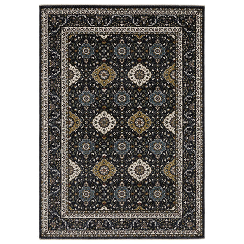 Oriental Weavers Vivian Area Rug - VI04C - 9'10" x 12'10" - in Navy/Gold - Vintage Inspired, Stain Resistant, Family and Pet Friendly, Family, Dining, Living Room Rug