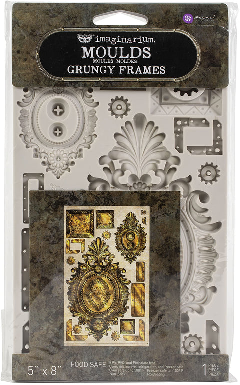 Prima Marketing Redesign with Prima Finnabair Decor Moulds 5"X8"- Grungy Frames Furniture Decoration Mould 655350968588 Moulds for Funiture Dresser, Chocolate,Cake,Candy,Bakery,Soap,Polymer Clay