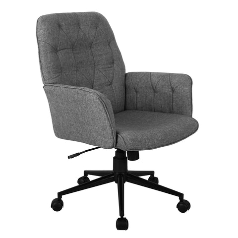 Techni Mobili Modern Upholstered Tufted Office Chair with Arms  Grey