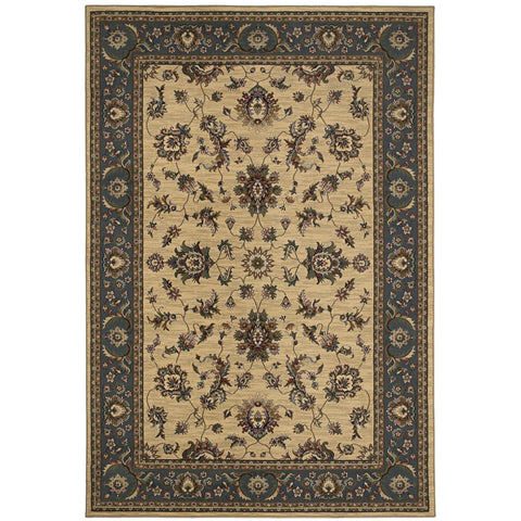 Oriental Weavers Ariana Area Rug - 311Z3-8' Square - in Ivory/Blue - Vintage Inspired, Stain Resistant, Family and Pet Friendly, Dining Room Rug