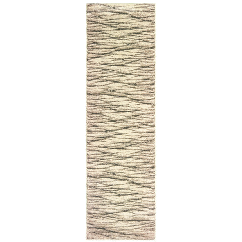 Oriental Weavers Carson Area Rug - 9671C - 2'3" x 7'6" - in Ivory/Sand - Modern Abstract Style, Stain Resistant, Family and Pet Friendly, Entryway, Hallway Runner Rug