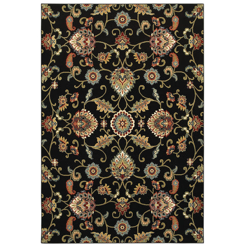 Oriental Weavers Kashan Area Rug - 9946K - 7'10" x 10'10" - in Black/Multi - Vintage Inspired, Stain Resistant, Family and Pet Friendly, Dining, Living Room Rug