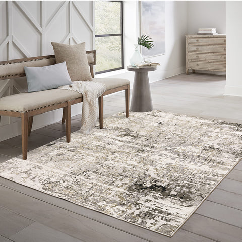 Oriental Weavers Nebulous Area Rug - 091L9-3'3" x 5' - in Grey/Ivory - Modern Style, Stain Resistant, Family and Pet Friendly, Entrway, Bedroom Rug
