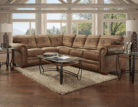 American Furniture Classics Wild Horses 2-Piece Microfiber Sectional in Brown
