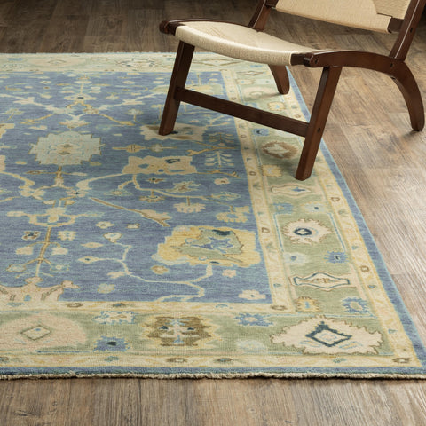 Oriental Weavers Palace Hand-Made Wool Area Rug - 10311-6' x 9' - in Blue/Green - Vintage Inspired, Hand-Made Wool Rugs, Dining, Living Room Rug
