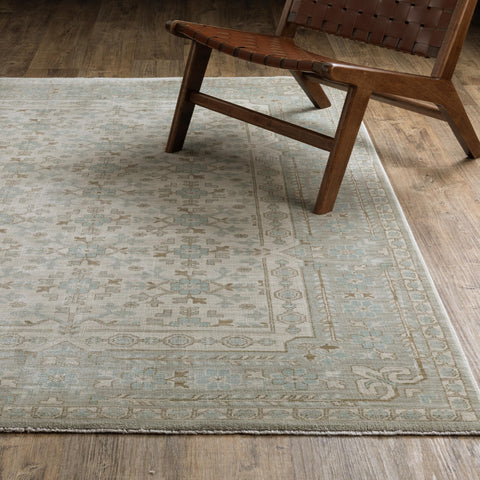 Oriental Weavers Maeve Area Rug - MAE04-7'10" x 10'10" - in Beige/Teal - Vintage Inspired, Stain Resistant, Family and Pet Friendly, Dining, Living Room Rug