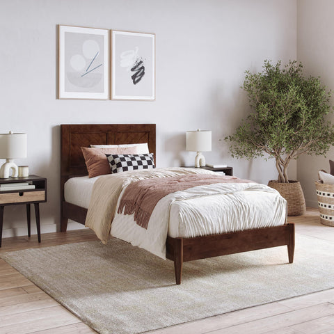AFI, Berkshire Twin XL Solid Wood Low Profile Platform Bed, Walnut