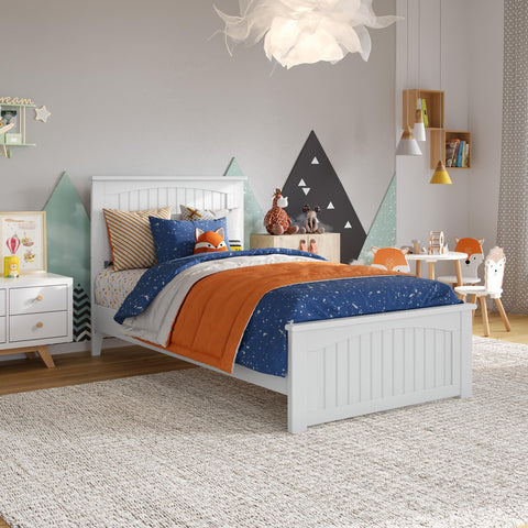 AFI Naples Twin Solid Wood Low Profile Platform Bed with Matching Footboard in White