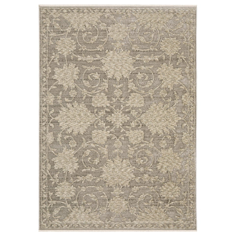 Oriental Weavers Capella Area Rug - CAP09-3'3" x 5' - in Grey/Beige - Vintage Inspired, Stain Resistant, Family and Pet Friendly, Entrway, Bedroom Rug