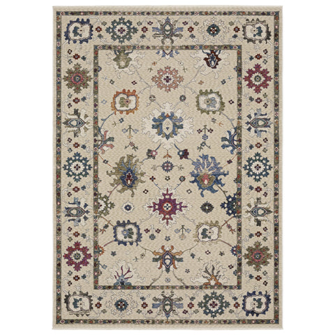 Oriental Weavers Hastings Area Rug - HA01W - 7'10" x 10'10" - in Ivory/Multi - Vintage Inspired, Stain Resistant, Family and Pet Friendly, Dining, Living Room Rug