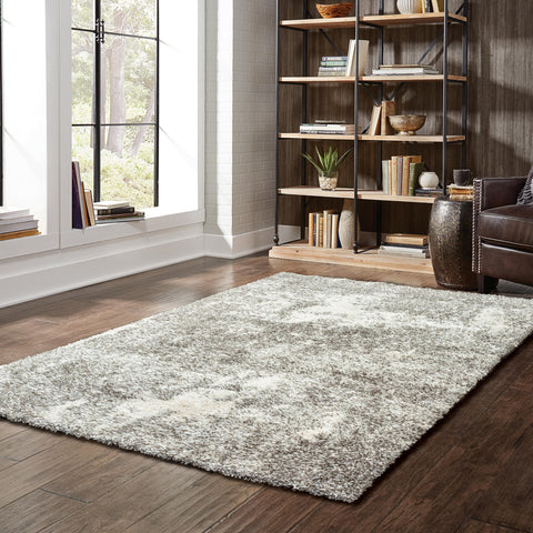 Oriental Weavers Henderson Shag Area Rug - 5503H - 7'10" x 10'10" - in Grey/Ivory - Plush Soft Shag, Modern Style, Stain Resistant, Cushion Feel, Dining, Living Room Rug