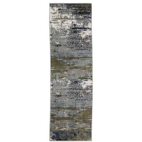 Oriental Weavers Caravan Area Rug - 8020L - 2'3" x 7'6" - in Blue/Green - Modern Style, Stain Resistant, Family and Pet Friendly, Entryway, Hallway Runner Rug
