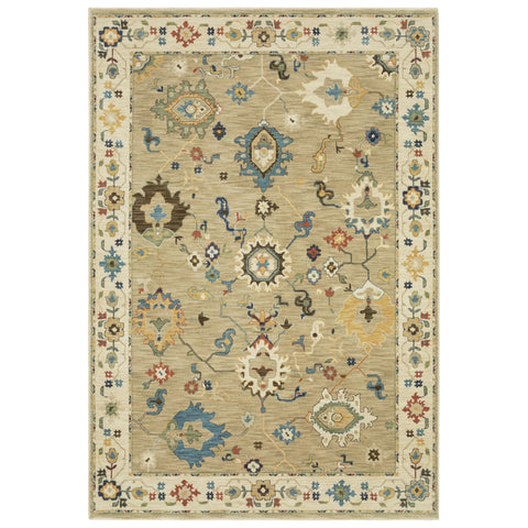 Oriental Weavers Francesca Area Rug - FR04E - 9'10" x 12'10" - in Beige/Multi - Vintage Inspired, Stain Resistant, Family and Pet Friendly, Family, Dining, Living Room Rug