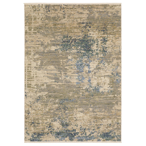 Oriental Weavers Soleri Wool Blend Area Rug - SOL07-6'7" x 9'6" - in Beige/Blue - Modern Style, Wool Blend, Dining, Living Room Rug