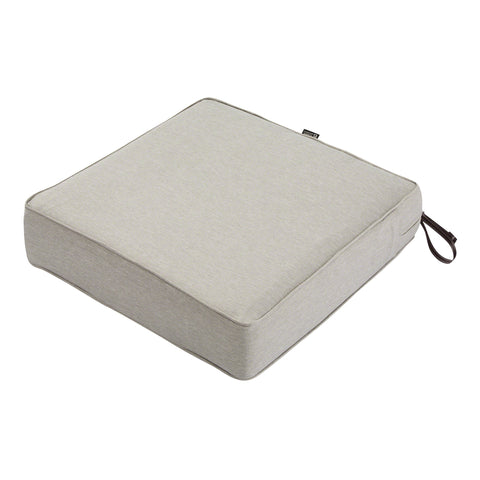 Classic Accessories Montlake Water-Resistant 25 x 25 x 5 Inch Square Outdoor Seat Cushion, Patio Furniture Chair Cushion, Heather Grey, Outdoor Cushion Cover