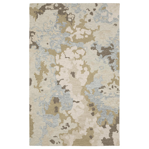 Oriental Weavers Kipton Hand-Made Wool Area Rug - KIP06-5' x 8' - in Beige/Blue - Modern Style, Hand-Made Wool Rugs, Bedroom, Office Rug