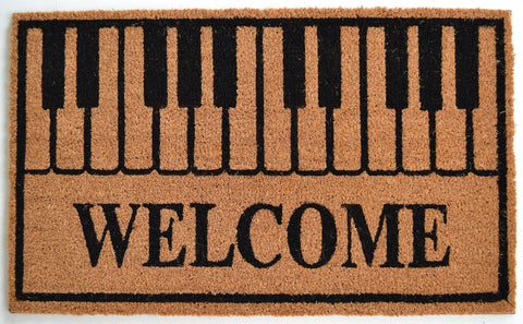 Imports Décor 577PVC PVC Backed Coir, Piano Keys Welcome, 18"x30" Doormat, Black and Beige