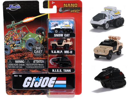 Jada Toys GI Joe 1.65" Nano 3-Pack Die-cast Cars, Toys for Kids and Adults (32083)