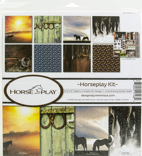 Reminisce Horseplay Scrapbook Collection Kit Paper Crafts, Multi Colored, 12-x-12-Inch