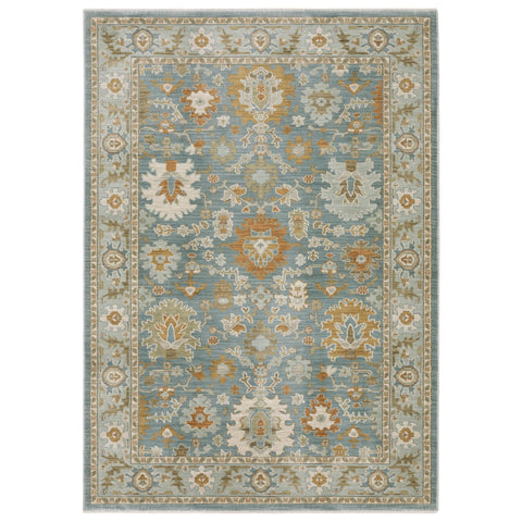 Oriental Weavers Maeve Area Rug - MAE02-2'3" x 7'6" - in Teal/Rust - Vintage Inspired, Stain Resistant, Family and Pet Friendly, Entryway, Hallway Runner Rug