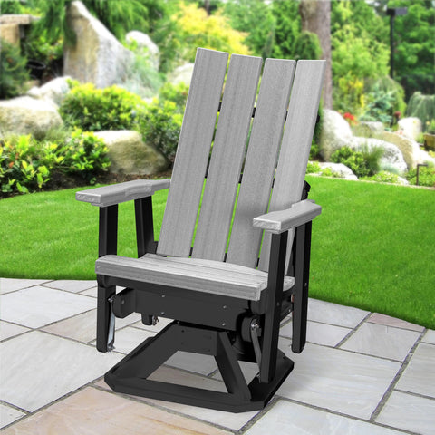 American Furniture Classics Model 410LGB Brandon Swivel Glider in Light Grey on a Black Base
