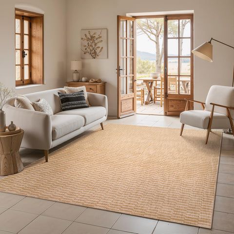 Oriental Weavers Oliver OLV04-6'7" x 9'6" Area Rug - in Rust/Beige - Industrial, Modern, Living Room, Family Room, Dining Room, Bed Room Area Rug