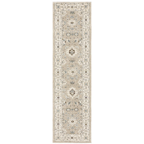 Oriental Weavers Andorra Area Rug - 8930L - 2'3" x 8' - in Beige/Ivory - Vintage Inspired, Stain Resistant, Family and Pet Friendly, Entryway, Hallway Runner Rug
