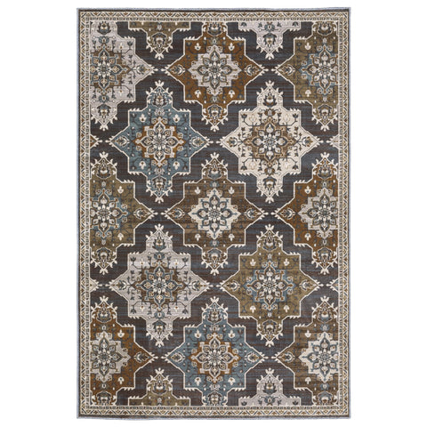 Oriental Weavers Ellington Area Rug - ELL07-9'10" x 12'10" - in Blue/Blue - Vintage Inspired, Stain Resistant, Family and Pet Friendly, Family, Dining, Living Room Rug