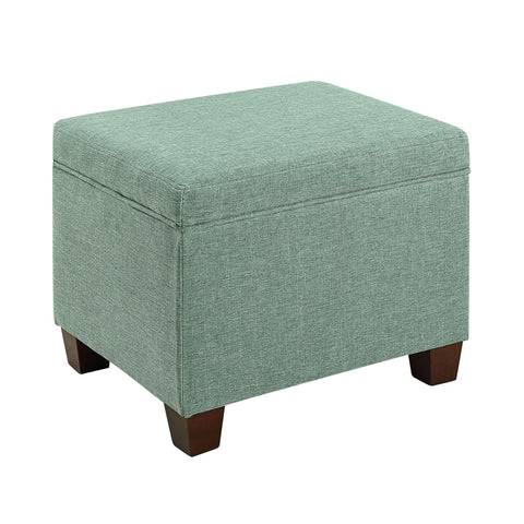 Convenience Concepts Madison Storage Ottoman 21.75" - Modern Upholstered Footstool & Seat with Hinged Lid for Transitional Living Room, Bedroom, Hallway, & Entryway, Green Fabric
